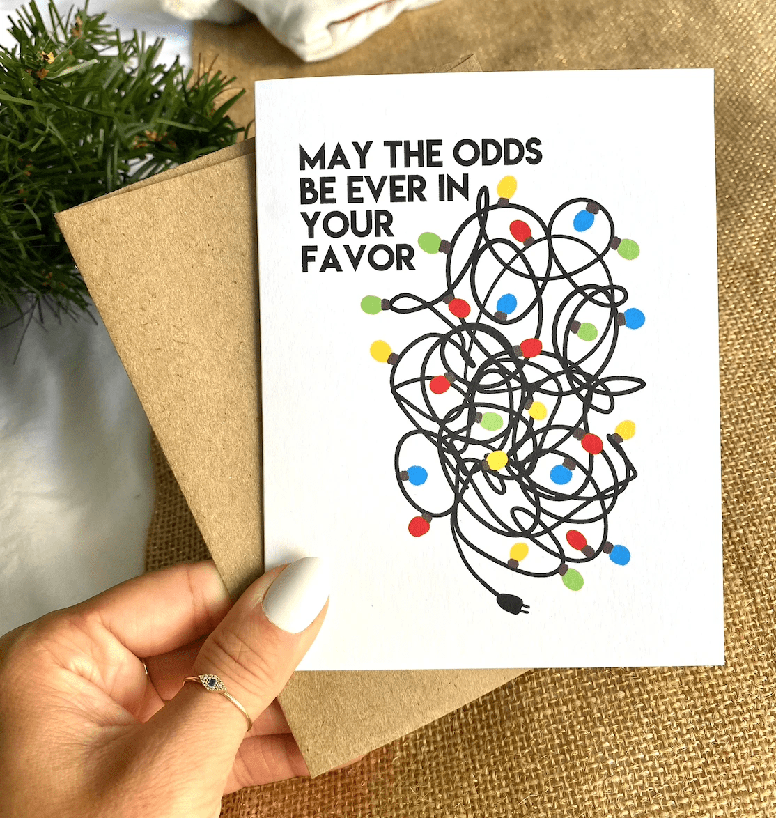 Tangled Lights May the Odds Be in Your Favor Christmas Card by Five Dot Post
