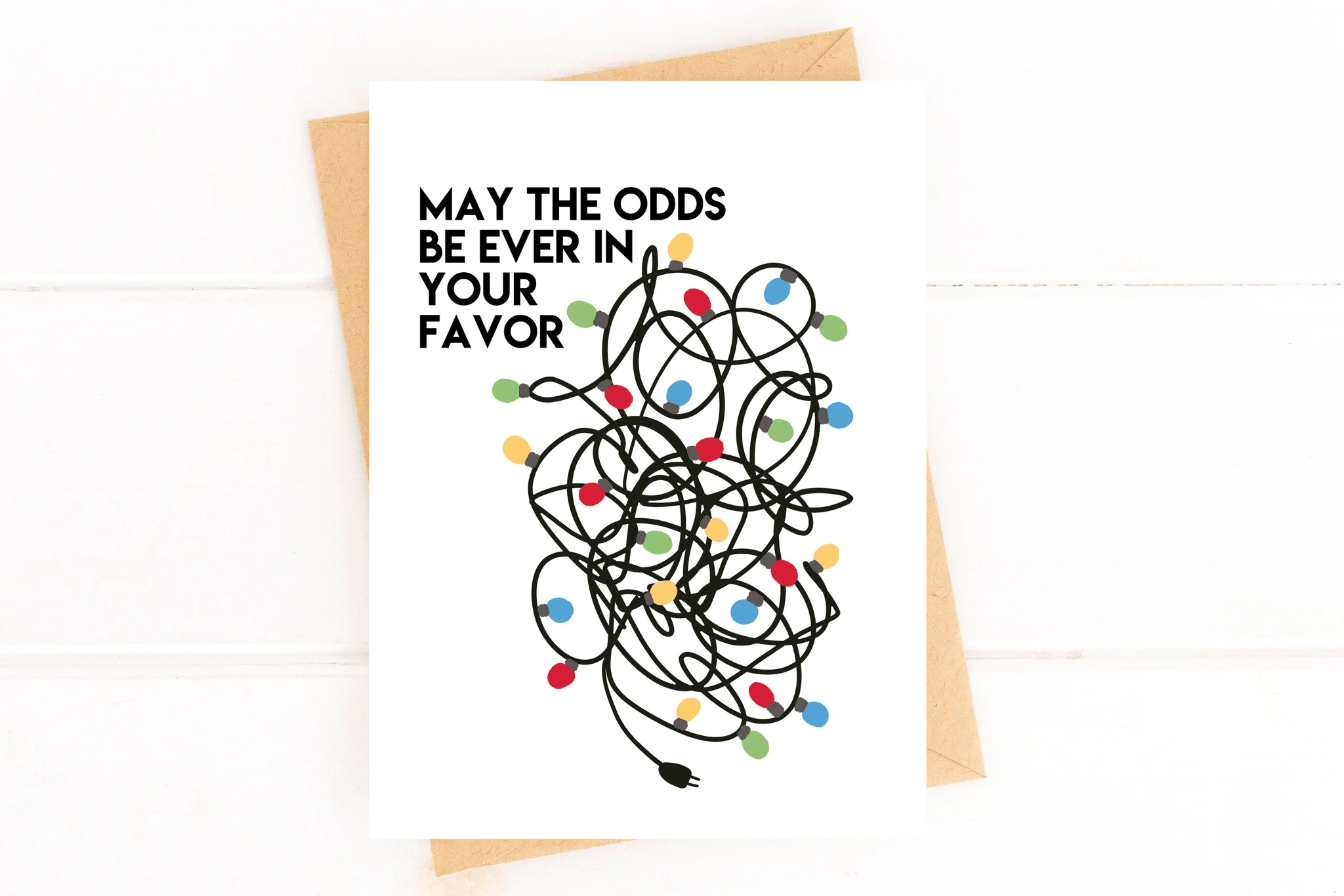 Tangled Lights May the Odds Be in Your Favor Christmas Card by Five Dot Post