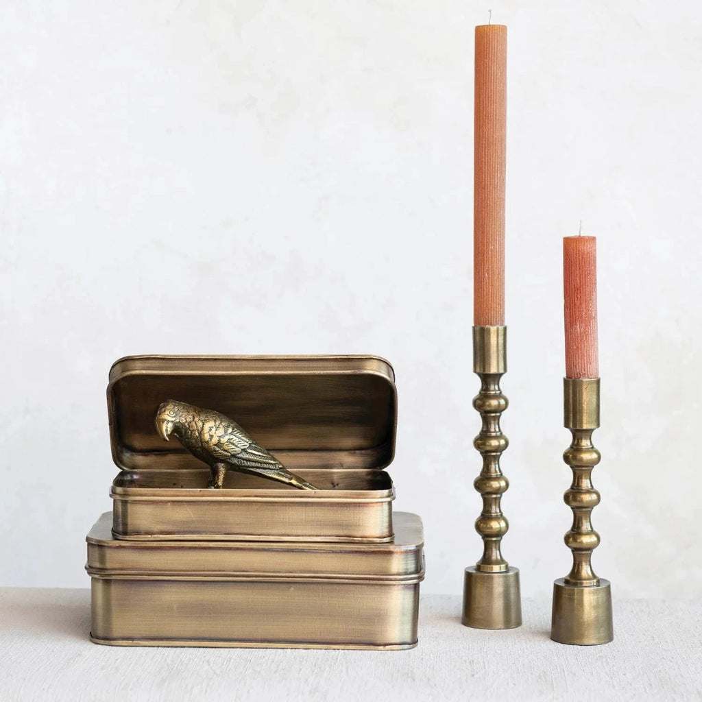 Taper Candle Holders, Antique Gold Finish, Set of 2 by White Cliff Studio