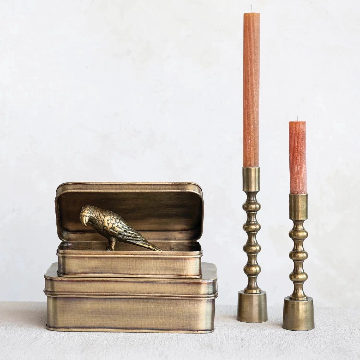 Taper Candle Holders, Antique Gold Finish, Set of 2 by White Cliff Studio