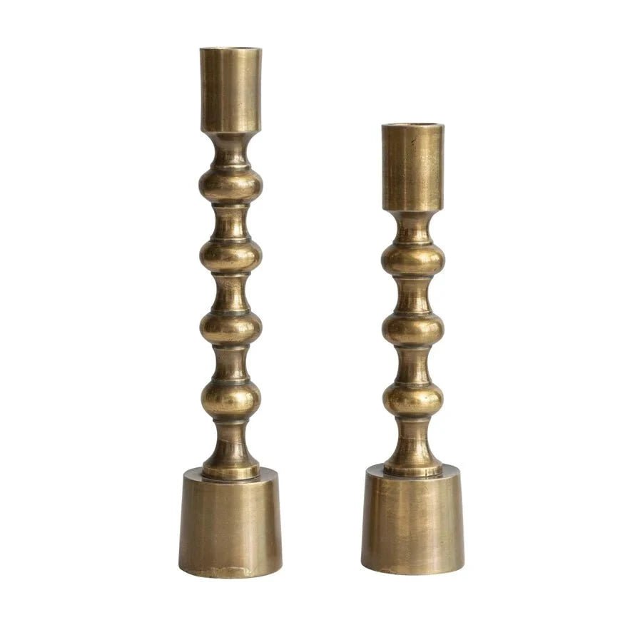 Taper Candle Holders, Antique Gold Finish, Set of 2 by White Cliff Studio