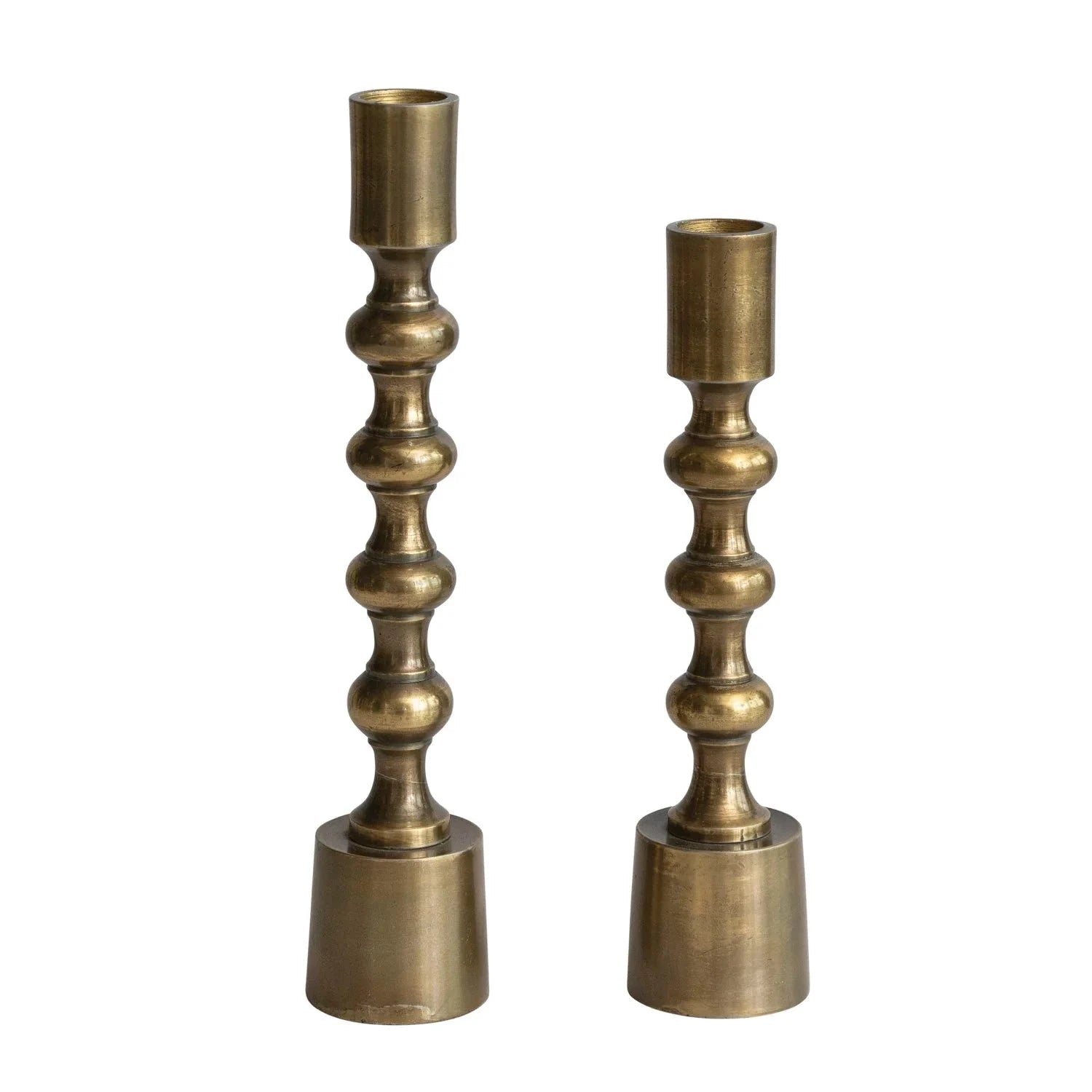 Taper Candle Holders, Antique Gold Finish, Set of 2 by White Cliff Studio