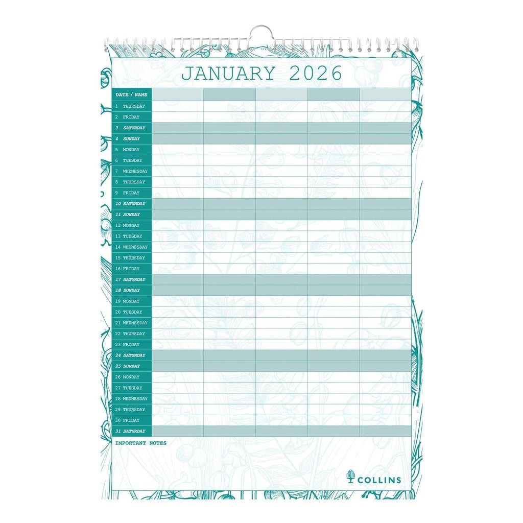 Tara Monthly Wall Calendar- 2026 by US Collins Debden