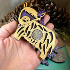 Tartan Highland Cow Lucky Sixpence Ornament Gifts La Vie Bien Tartan Highland Cow Lucky Sixpence Ornament