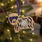 Tartan Highland Cow Lucky Sixpence Ornament Gifts La Vie Bien Tartan Highland Cow Lucky Sixpence Ornament