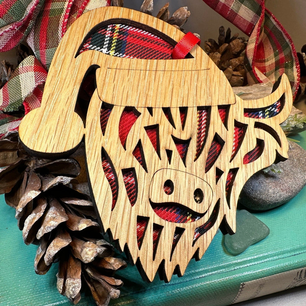 Tartan Santa Highland Cow Ornament Gifts La Vie Bien Tartan Santa Highland Cow Ornament
