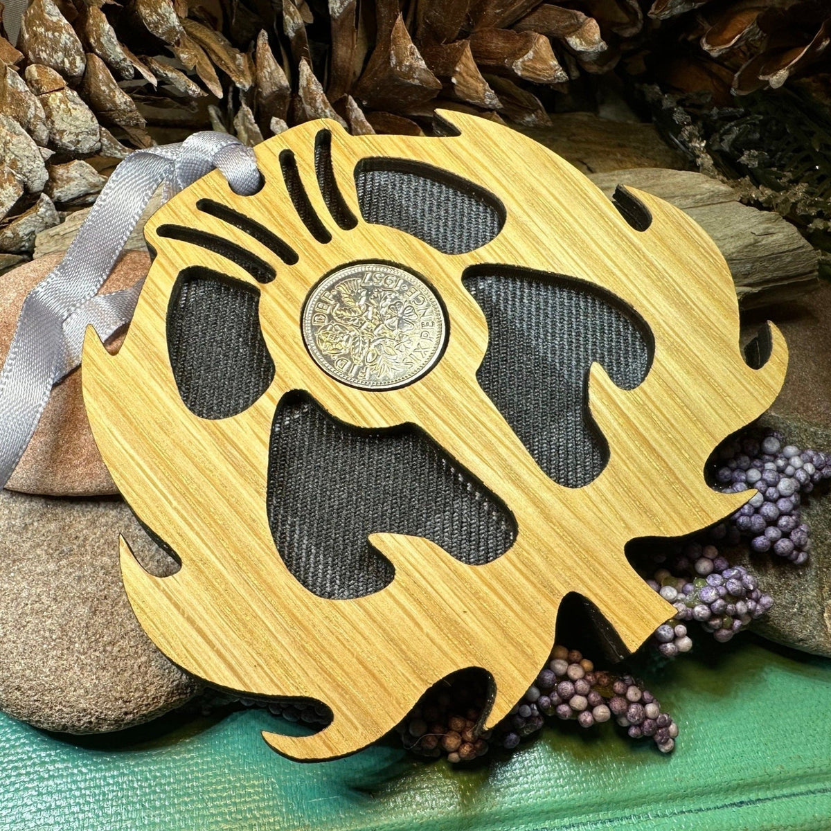 Tartan Thistle Ornament with Lucky Sixpence Gifts La Vie Bien Tartan Thistle Ornament with Lucky Sixpence