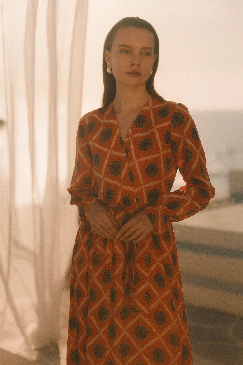 Sun Print Chiffon Dress