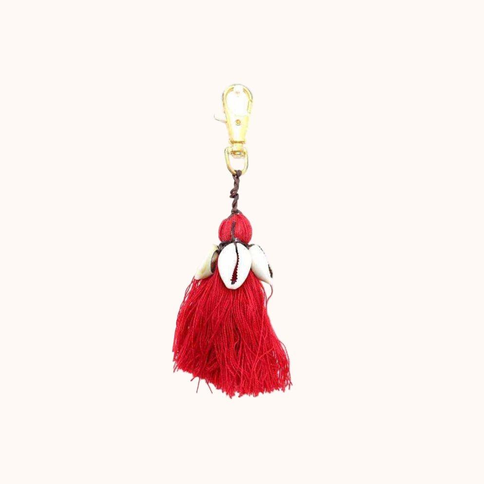 Tassel With Shells Boho Bag Charm Zipper Pull - Thailand La Vie Bien Tassel With Shells Boho Bag Charm Zipper Pull - Thailand