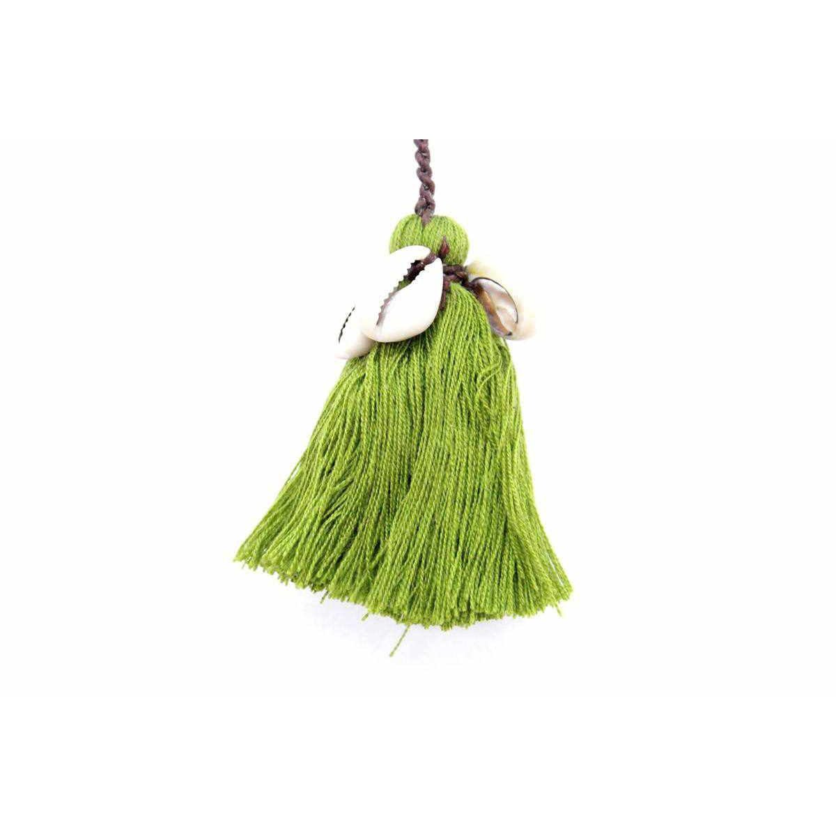 Tassel With Shells Boho Bag Charm Zipper Pull - Thailand La Vie Bien Tassel With Shells Boho Bag Charm Zipper Pull - Thailand