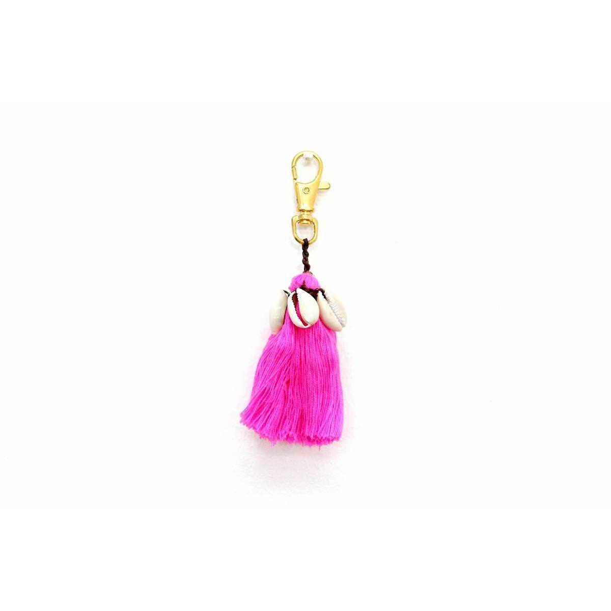 Tassel With Shells Boho Bag Charm Zipper Pull - Thailand La Vie Bien Tassel With Shells Boho Bag Charm Zipper Pull - Thailand
