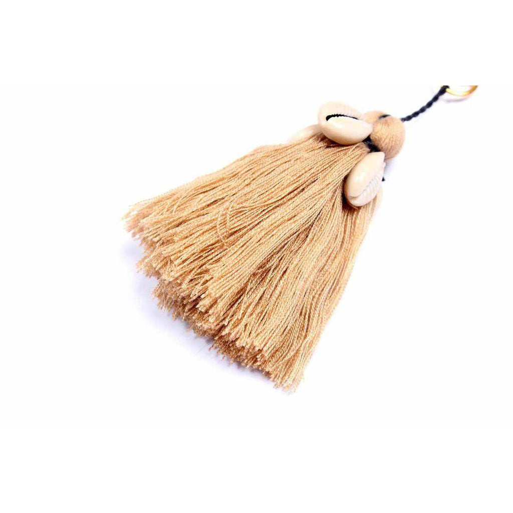 Tassel With Shells Boho Bag Charm Zipper Pull - Thailand La Vie Bien Tassel With Shells Boho Bag Charm Zipper Pull - Thailand