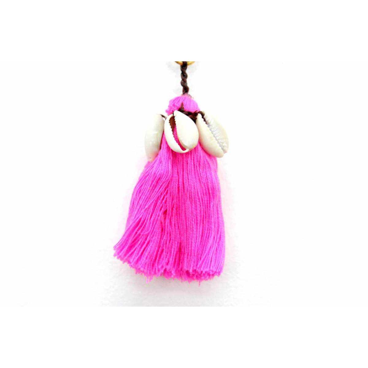 Tassel With Shells Boho Bag Charm Zipper Pull - Thailand La Vie Bien Tassel With Shells Boho Bag Charm Zipper Pull - Thailand