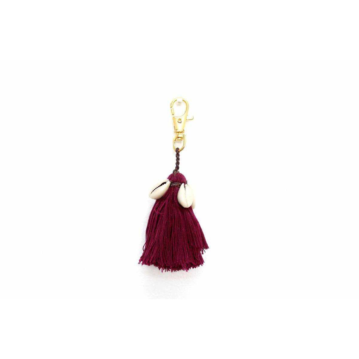 Tassel With Shells Boho Bag Charm Zipper Pull - Thailand La Vie Bien Tassel With Shells Boho Bag Charm Zipper Pull - Thailand