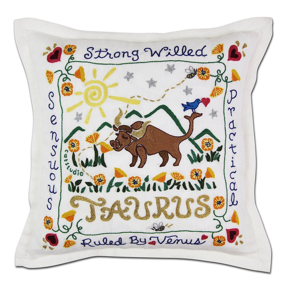 Taurus Astrology Hand - Embroidered Pillow by Cat Studio Pillows La Vie Bien Taurus Astrology Hand - Embroidered Pillow by Cat Studio