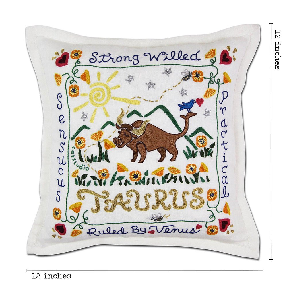 Taurus Astrology Hand - Embroidered Pillow by Cat Studio Pillows La Vie Bien Taurus Astrology Hand - Embroidered Pillow by Cat Studio