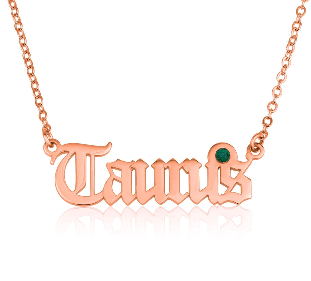 Taurus Script Necklace With Swarovski Birthstone