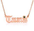 Taurus Script Necklace With Swarovski Birthstone
