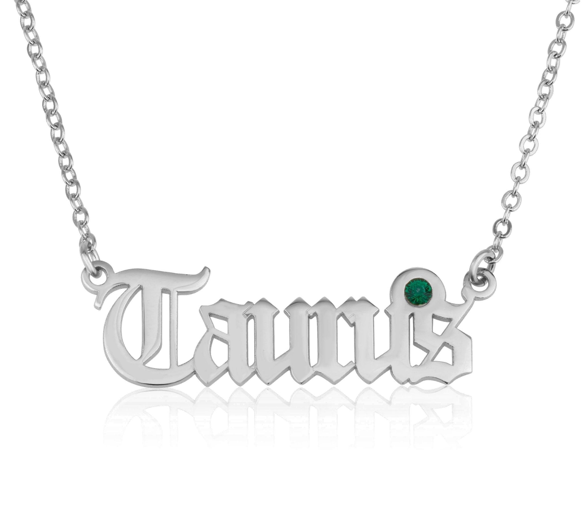 Taurus Script Necklace With Swarovski Birthstone La Vie Bien Taurus Script Necklace With Swarovski Birthstone