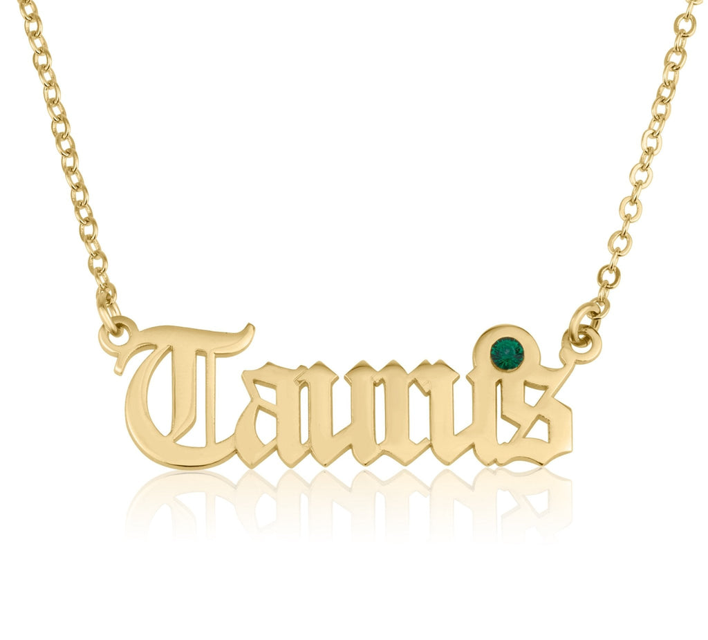 Taurus Script Necklace With Swarovski Birthstone La Vie Bien Taurus Script Necklace With Swarovski Birthstone