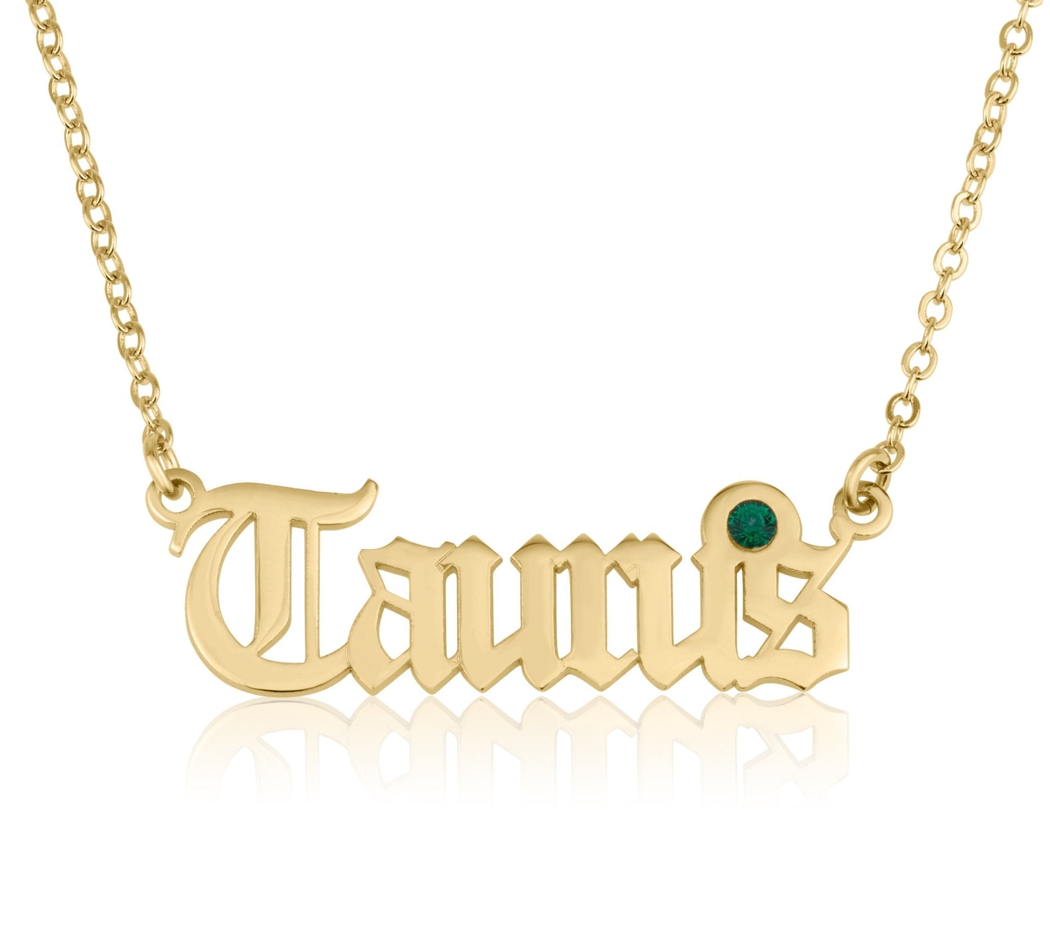 Taurus Script Necklace With Swarovski Birthstone La Vie Bien Taurus Script Necklace With Swarovski Birthstone