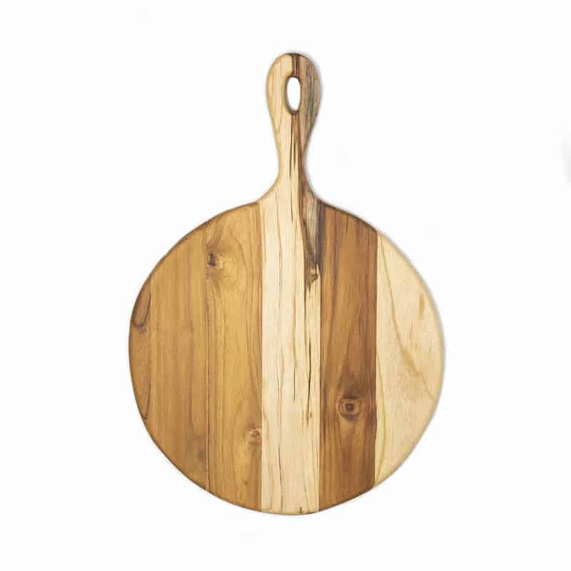Teak Large Round Charcuterie Board with Handle Siggy La Vie Bien Teak Large Round Charcuterie Board with Handle