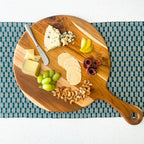 Teak Large Round Charcuterie Board with Handle Siggy La Vie Bien Teak Large Round Charcuterie Board with Handle