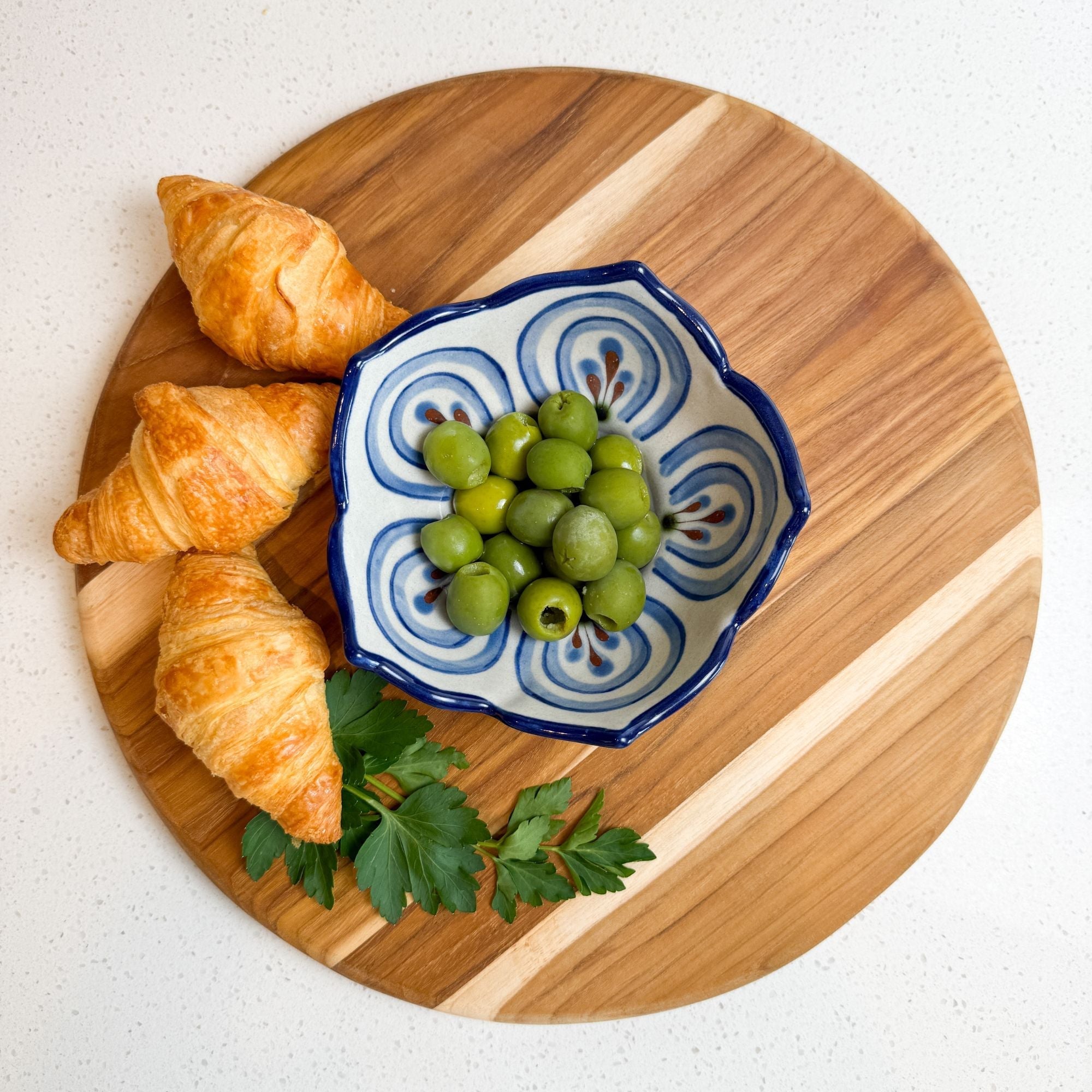 Teak Serving Board with Wine/Bowl Cutout Siggy La Vie Bien Teak Serving Board with Wine/Bowl Cutout