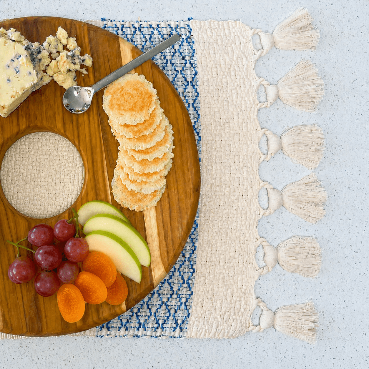 Teak Serving Board with Wine/Bowl Cutout Siggy La Vie Bien Teak Serving Board with Wine/Bowl Cutout
