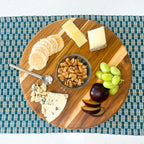 Teak Serving Board with Wine/Bowl Cutout Siggy La Vie Bien Teak Serving Board with Wine/Bowl Cutout