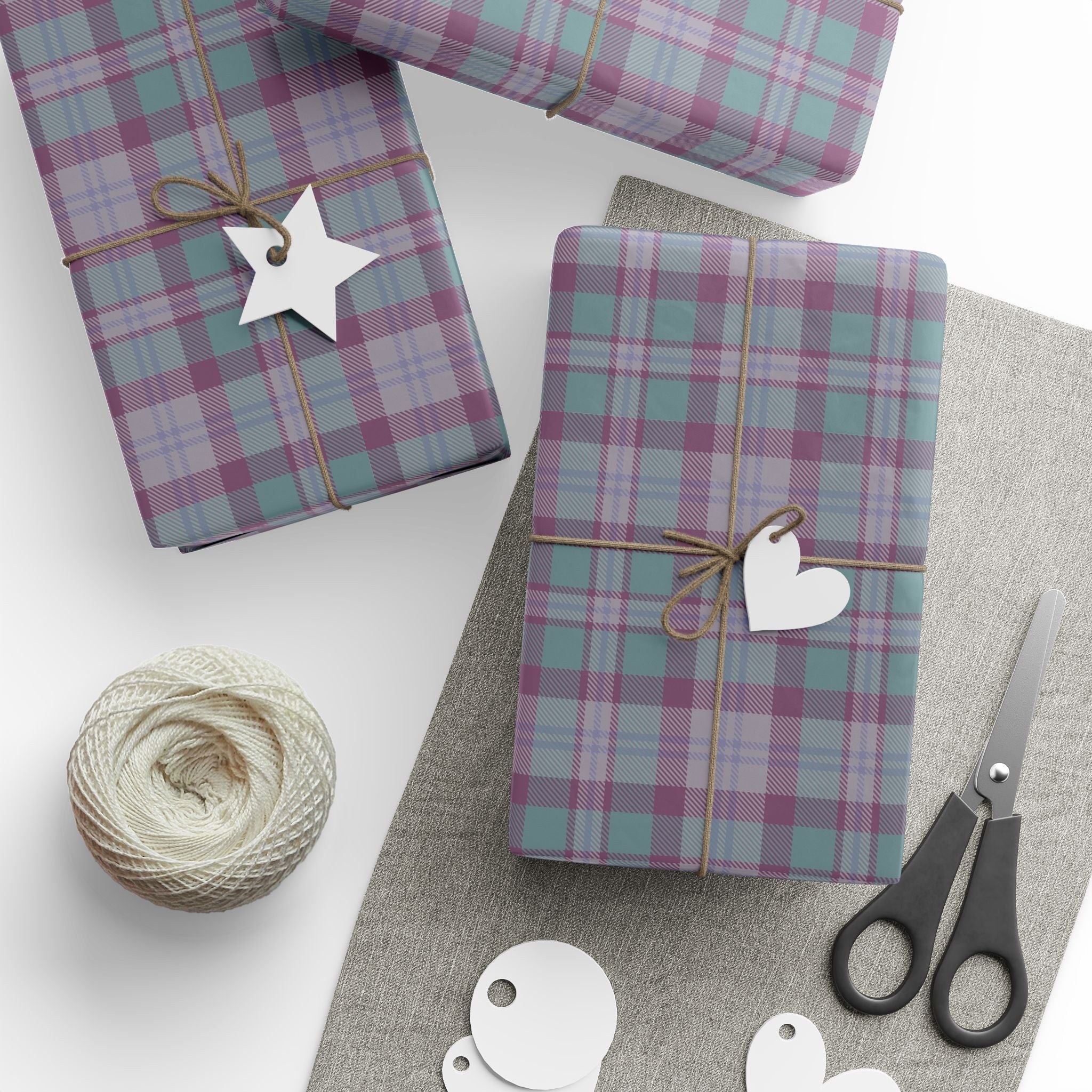 Teal and Purple Plaid Gift Wrap Roll for Birthdays, Holidays, and Special Occasions, Christmas Gift Wrap, Gift Packaging