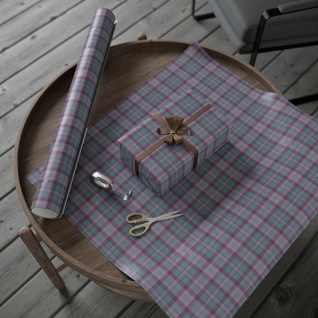 Teal and Purple Plaid Gift Wrap Roll for Birthdays, Holidays, and Special Occasions, Christmas Gift Wrap, Gift Packaging