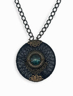 Teal Blue Swarovski & Black Necklace Necklaces La Vie Bien Teal Blue Swarovski & Black Necklace