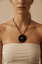 Teal Blue Swarovski & Black Necklace Necklaces La Vie Bien Teal Blue Swarovski & Black Necklace