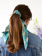 Teal Satin Scarf Scrunchie by Ash & Rose