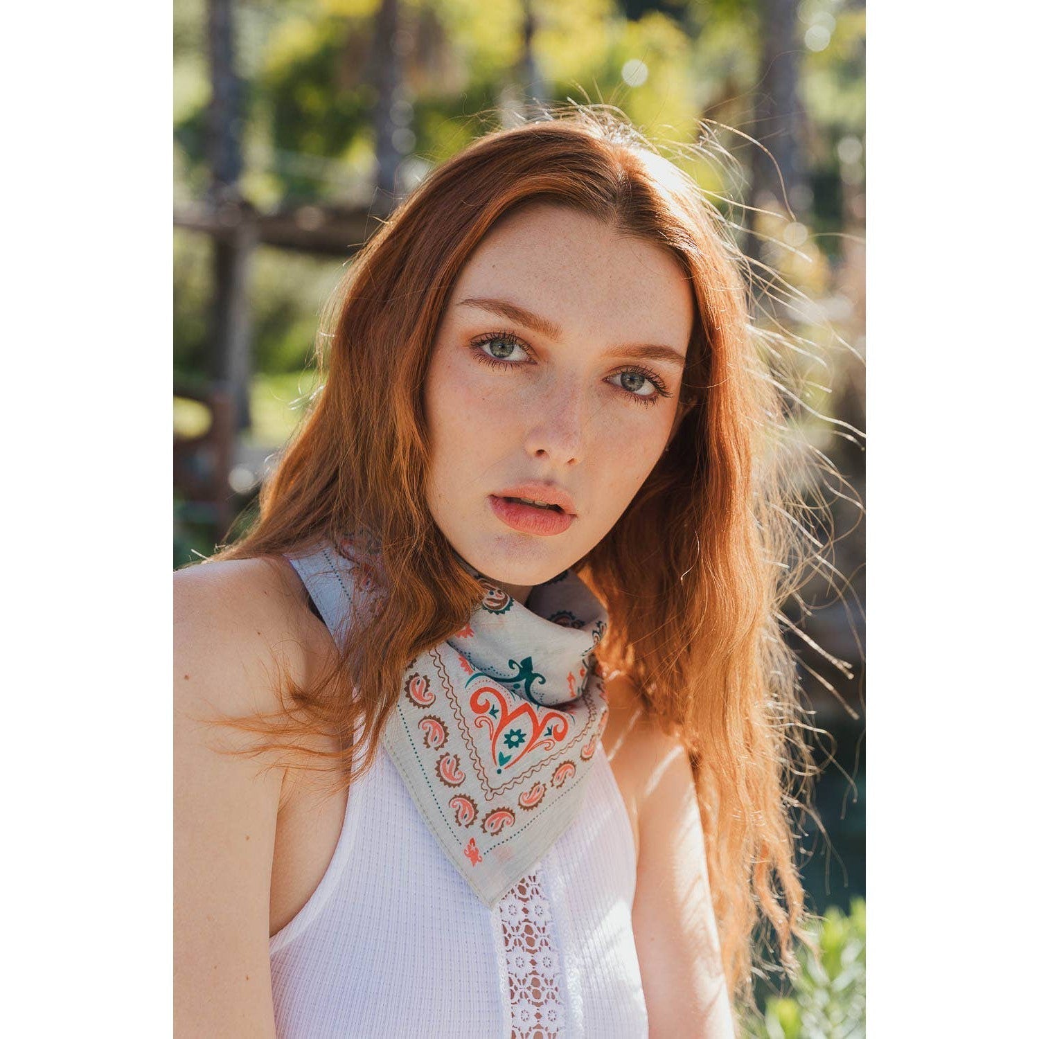 Teal Vintage Colorful Paisley Bandana | Scarf Handkerchief Necktie