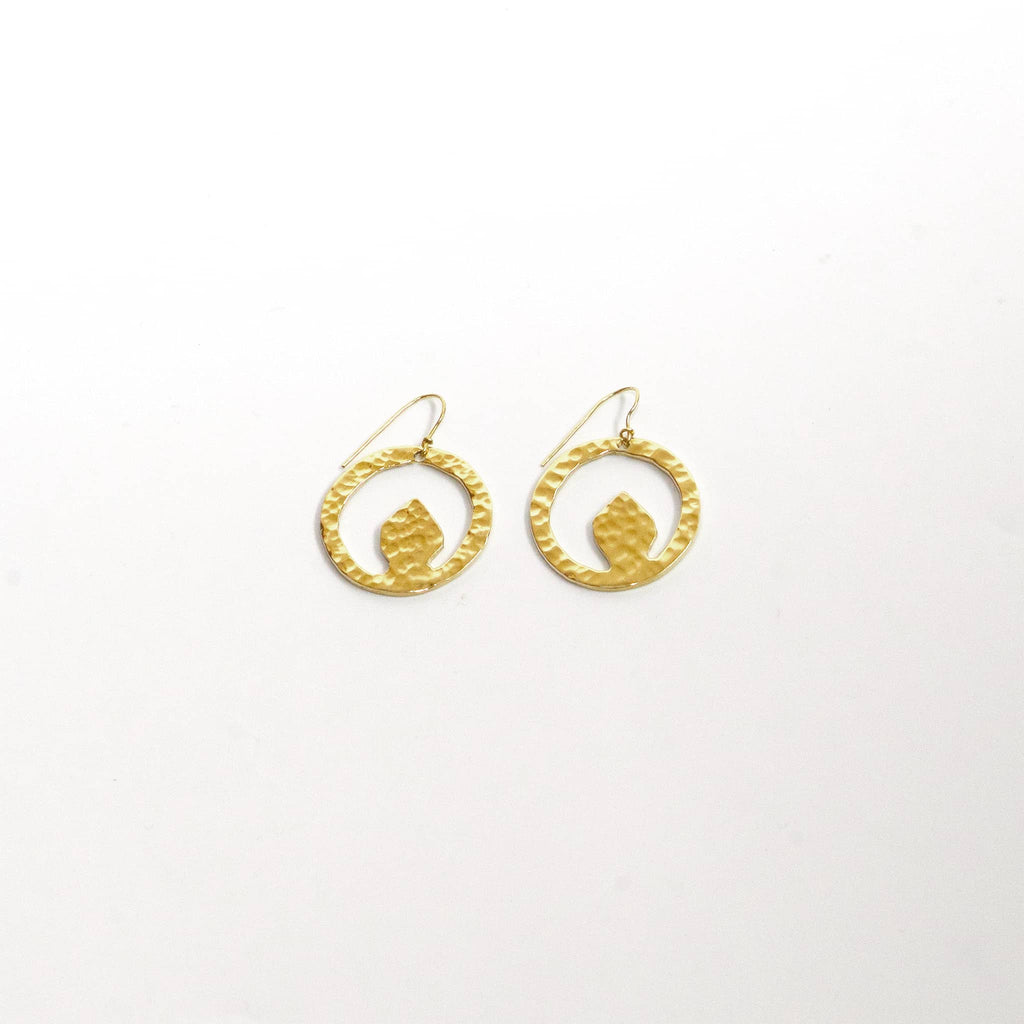 Tembo Hammered Brass Hoop Earrings for Women Earrings La Vie Bien Tembo Hammered Brass Hoop Earrings for Women