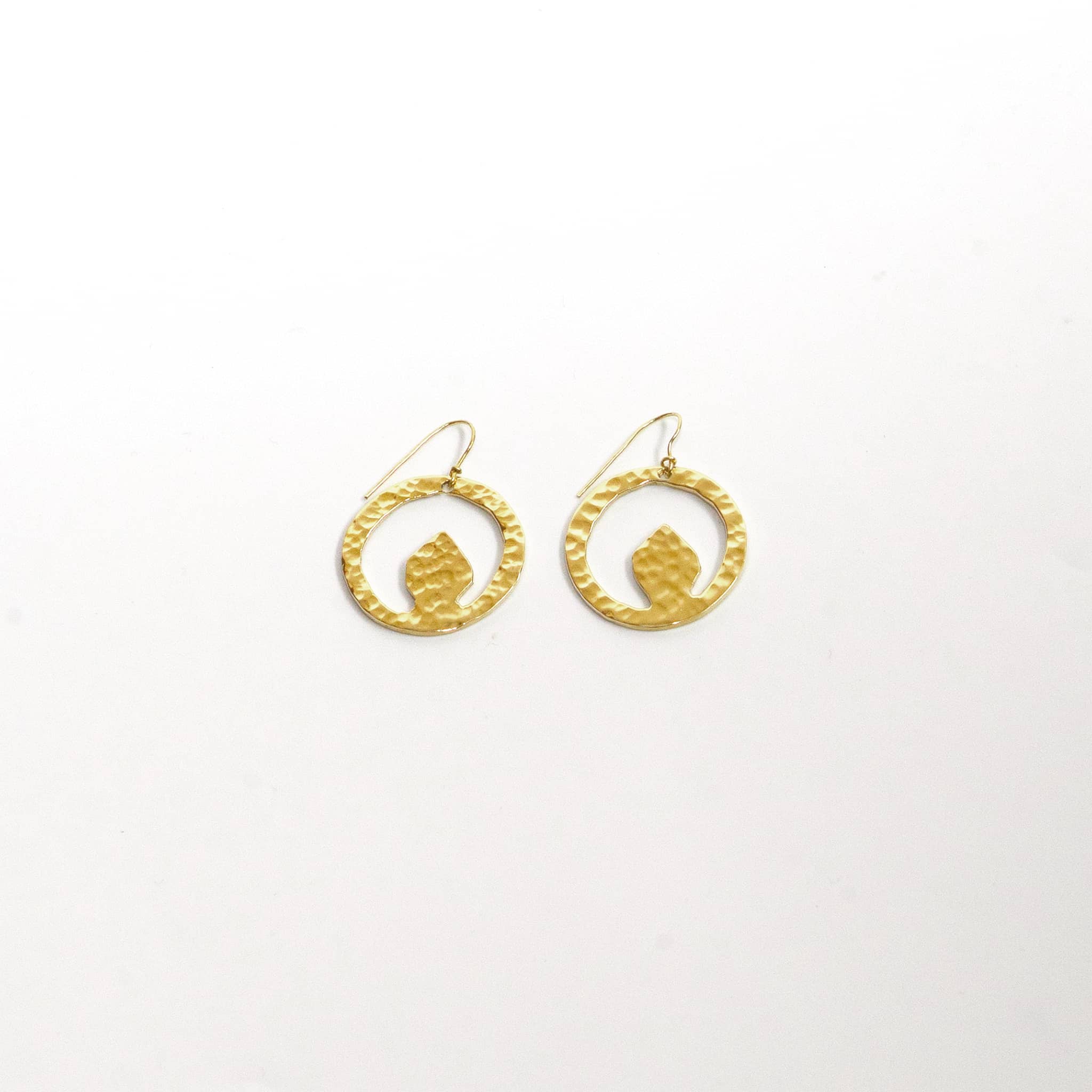 Tembo Hammered Brass Hoop Earrings for Women Earrings La Vie Bien Tembo Hammered Brass Hoop Earrings for Women