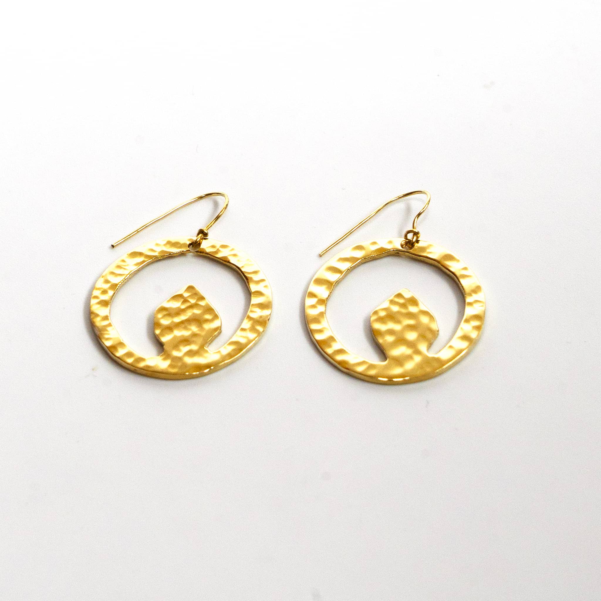 Tembo Hammered Brass Hoop Earrings for Women Earrings La Vie Bien Tembo Hammered Brass Hoop Earrings for Women