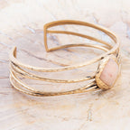 Terra Peach Moonstone and Golden Cuff Bracelet