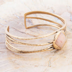 Terra Peach Moonstone and Golden Cuff Bracelet Bracelets La Vie Bien Terra Peach Moonstone and Golden Cuff Bracelet