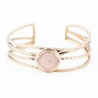 Terra Peach Moonstone and Golden Cuff Bracelet Bracelets La Vie Bien Terra Peach Moonstone and Golden Cuff Bracelet