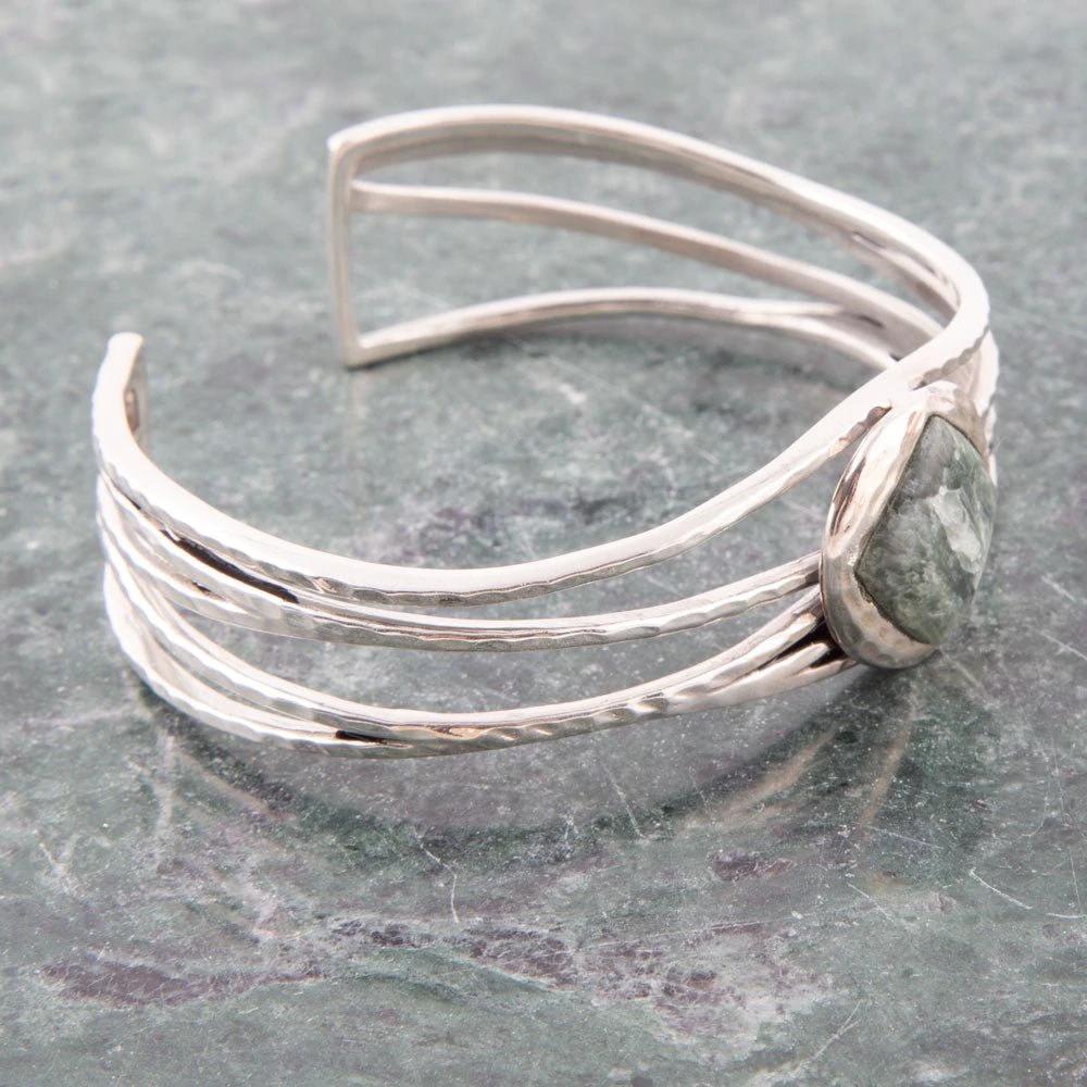 Terra Green Seraphinite and Sterling Silver Cuff Bracelet by Barse Jewelry