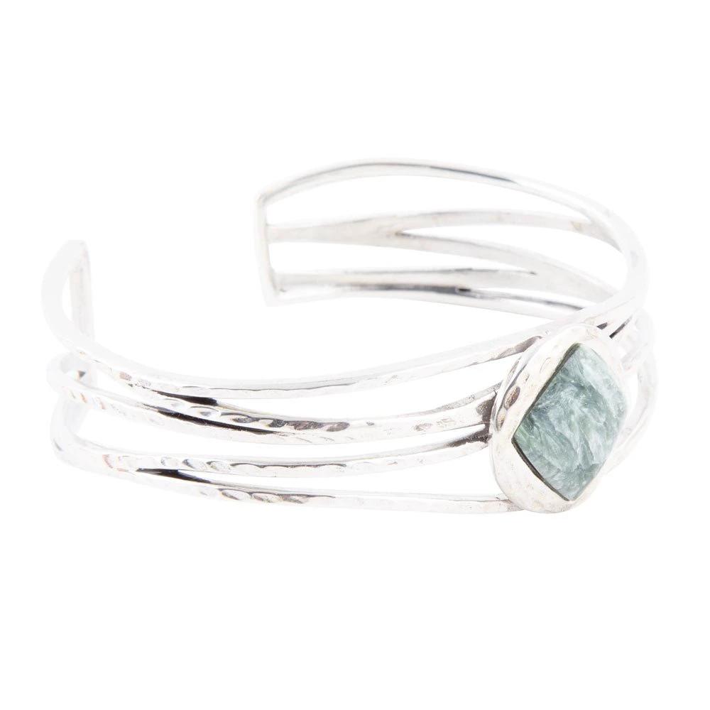 Terra Green Seraphinite and Sterling Silver Cuff Bracelet by Barse Jewelry