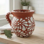 Terracotta Jarrito Mug | Handmade Mexican Relief Pottery Cup Talavera Mug La Vie Bien Terracotta Jarrito Mug | Handmade Mexican Relief Pottery Cup