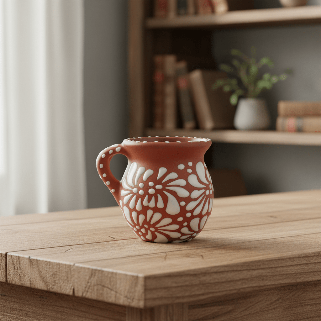 Terracotta Jarrito Mug | Handmade Mexican Relief Pottery Cup Talavera Mug La Vie Bien Terracotta Jarrito Mug | Handmade Mexican Relief Pottery Cup