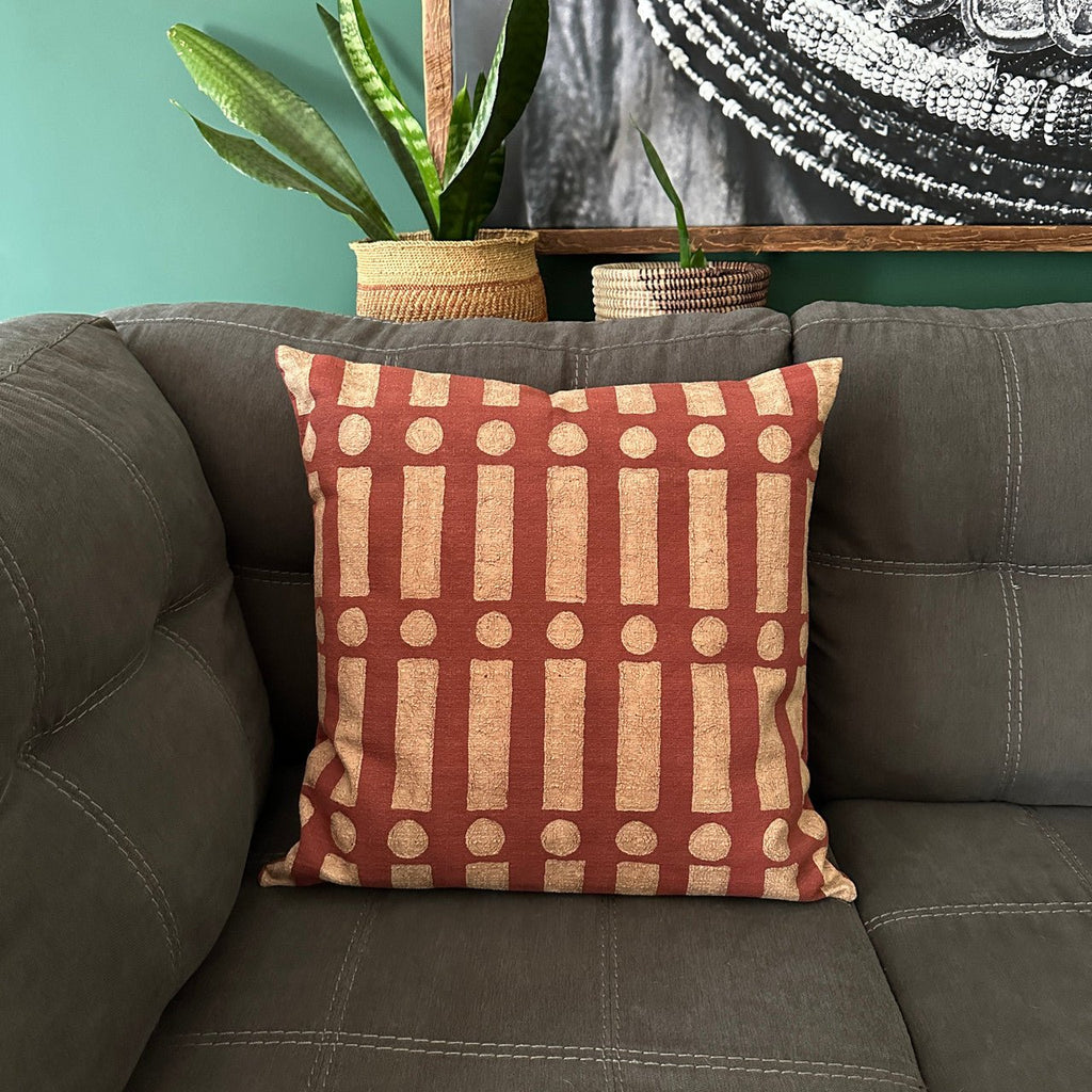 Terracotta Lines + Dots Pillow Cover La Vie Bien Terracotta Lines + Dots Pillow Cover