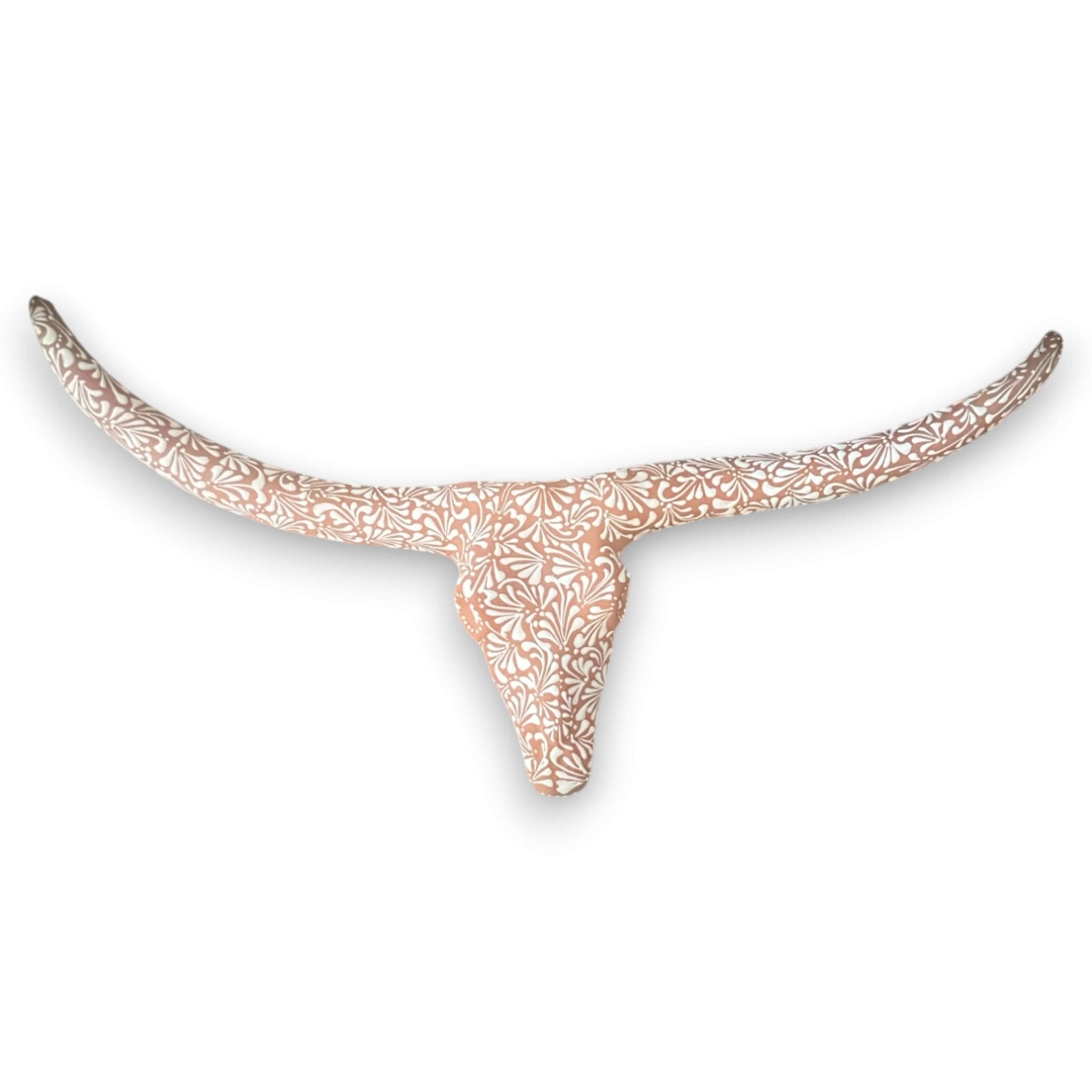 Terracotta Longhorn Wall Art | Hand - Painted Mexican Bull Skull Talavera Wall Art La Vie Bien Terracotta Longhorn Wall Art | Hand - Painted Mexican Bull Skull