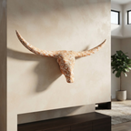 Terracotta Longhorn Wall Art | Hand-Painted Mexican Bull Skull