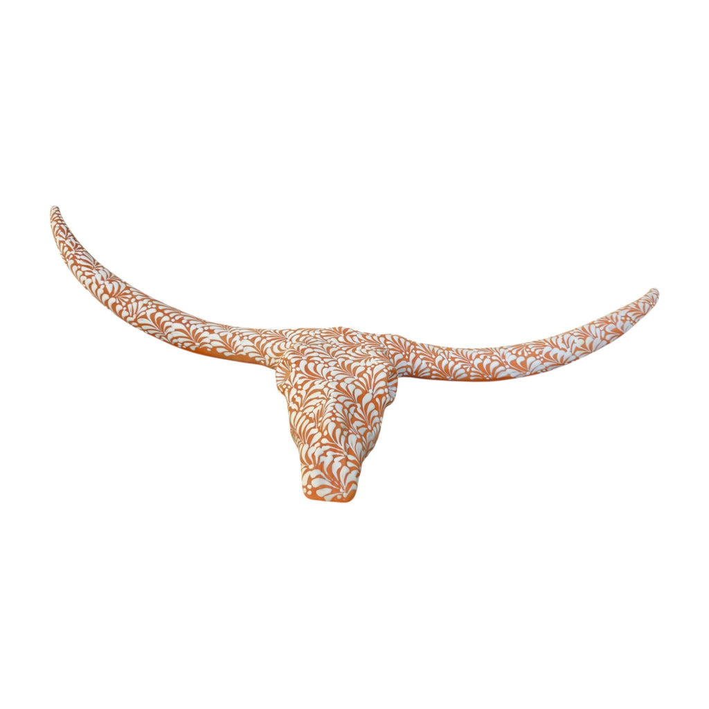 Terracotta Longhorn Wall Art | Hand-Painted Mexican Bull Skull